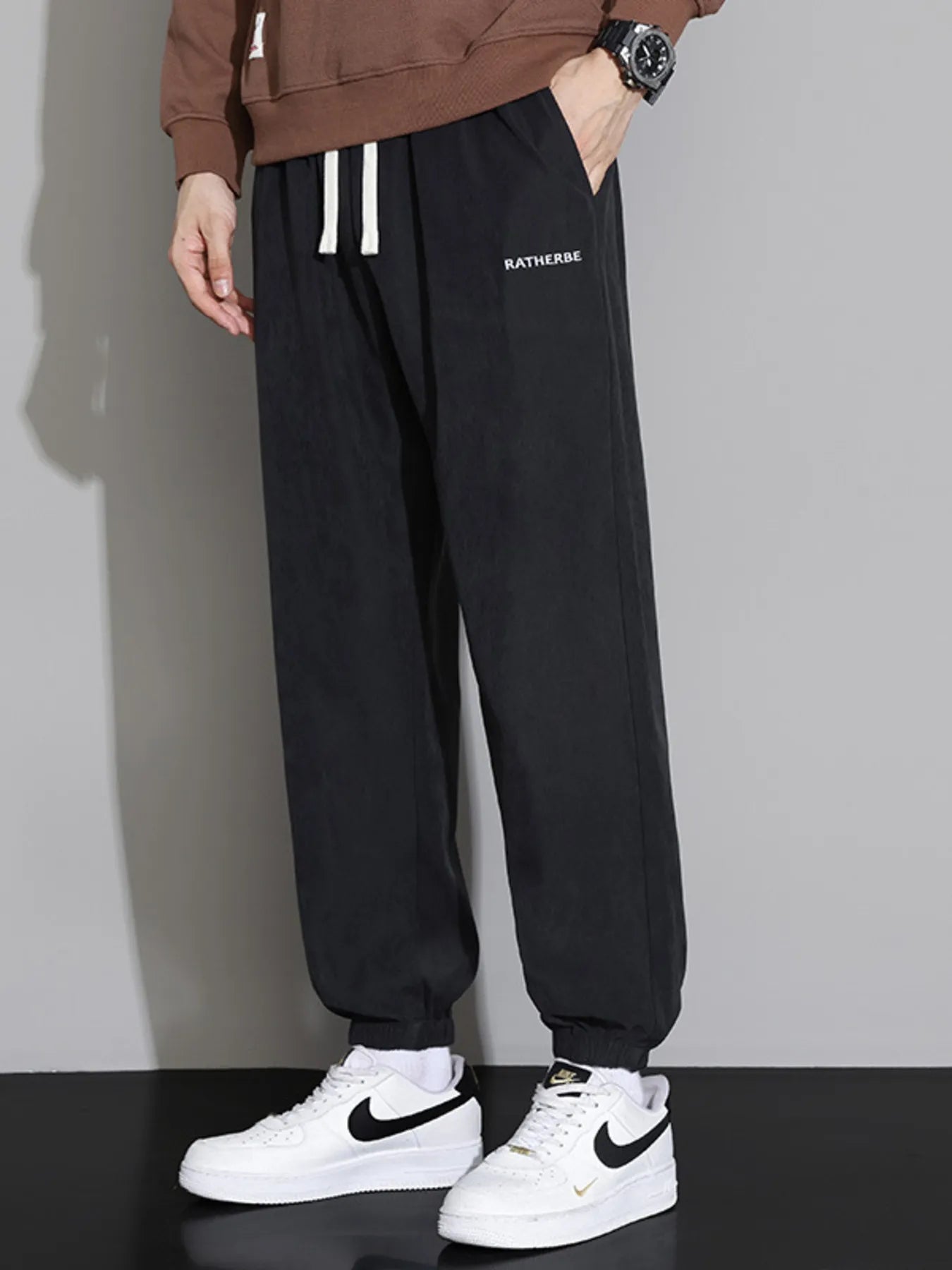 Men's Plus Size Drawstring Joggers with Side Pockets