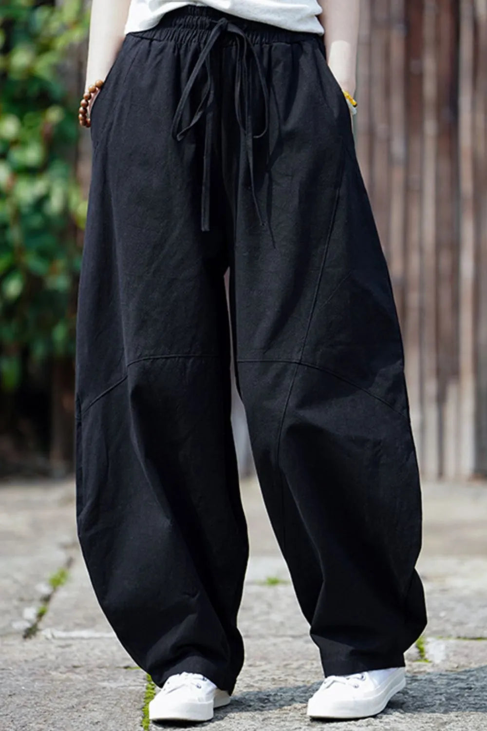 Men's Plus Size Casual Drawstring Wide Leg Pants