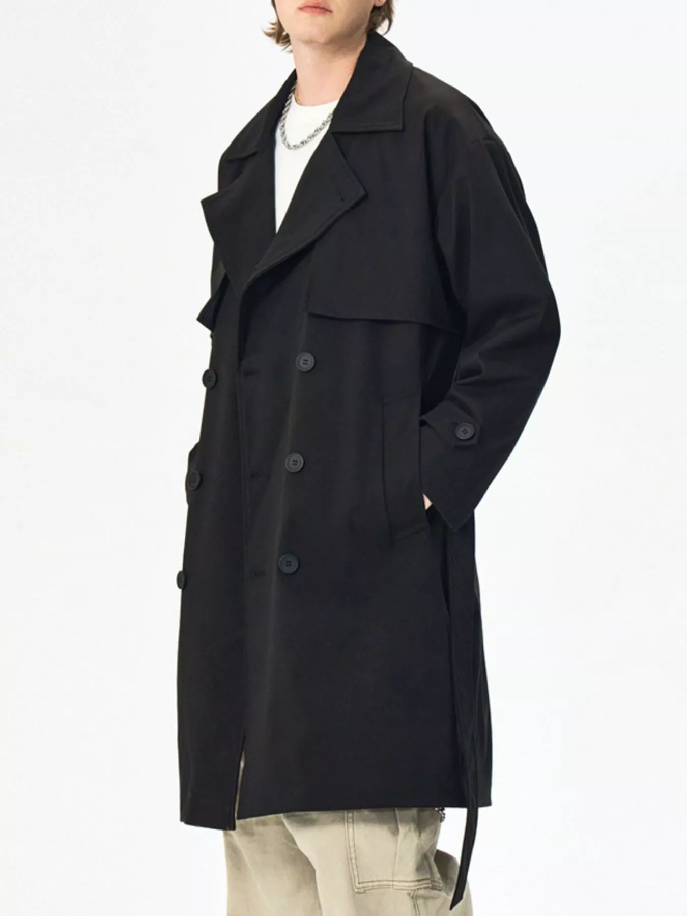Men's Full Size Double-Breasted Trench Coat Plus Size