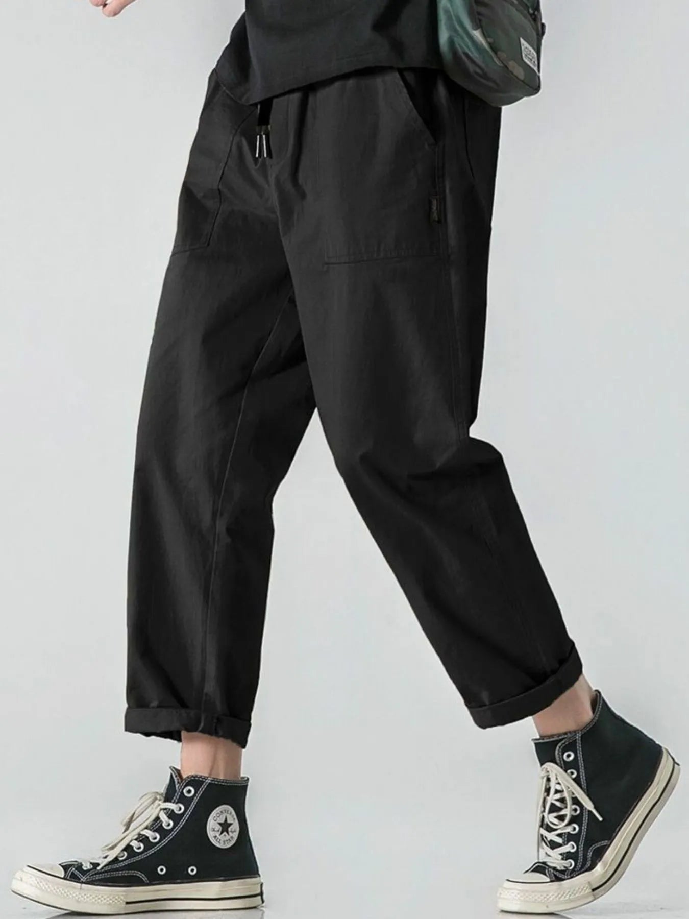 Men's Plus Size Drawstring Wide Leg Pants