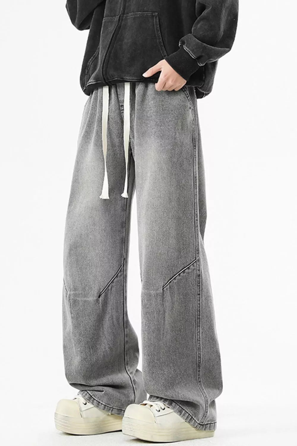 Men's Full Size Wash Wide Leg Jeans Plus Size