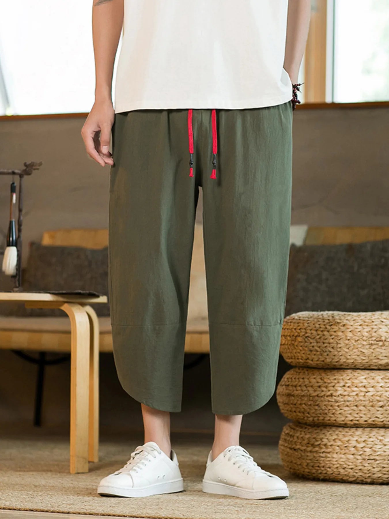 Men's Plus Size Drawstring Wide Leg Pants