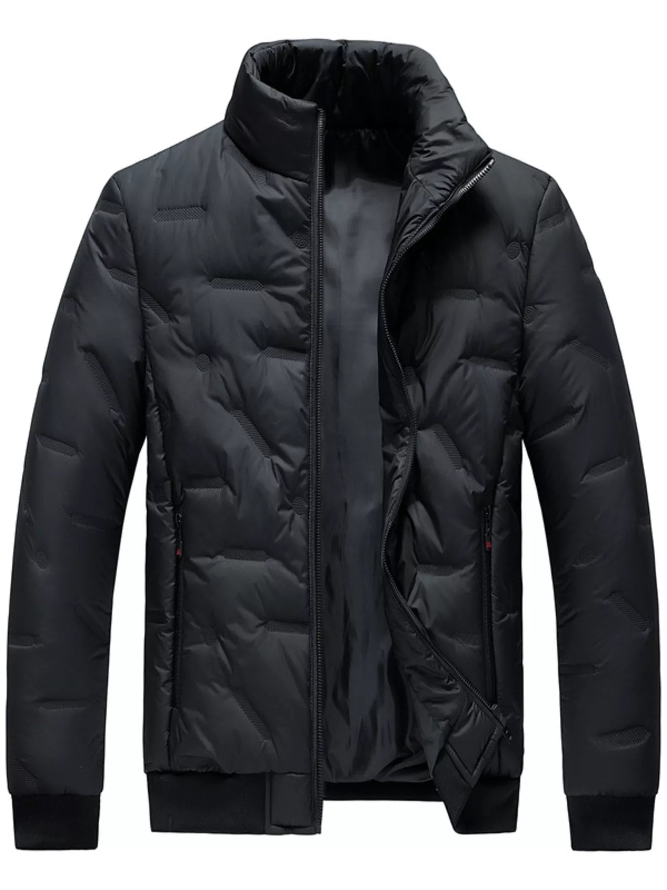 Men's Plus Size Warm Padded Stand Collar Puffer Jacket