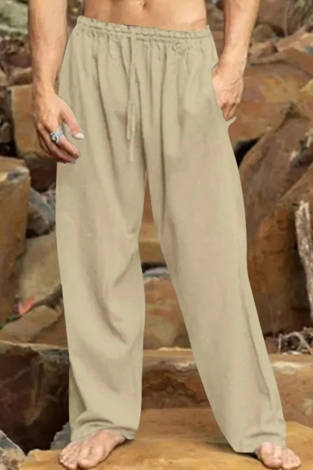 Men's Full Size Relaxed Fit Drawstring Casual Pants Plus Size